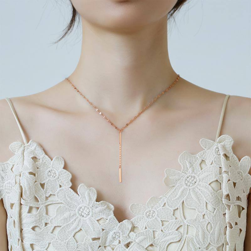 Collier en Y ajustable en or rose 18K-2