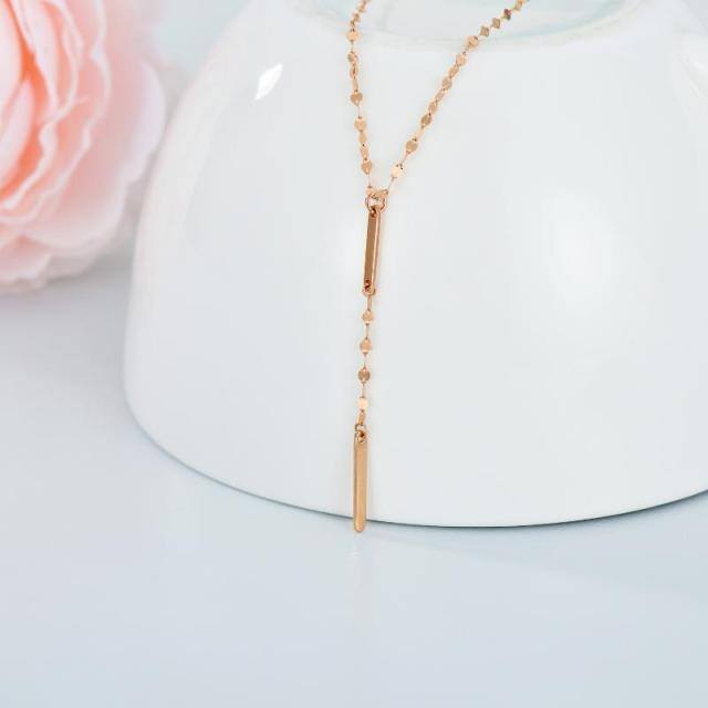 18K Rose Gold Bar Adjustable Y Necklace-3