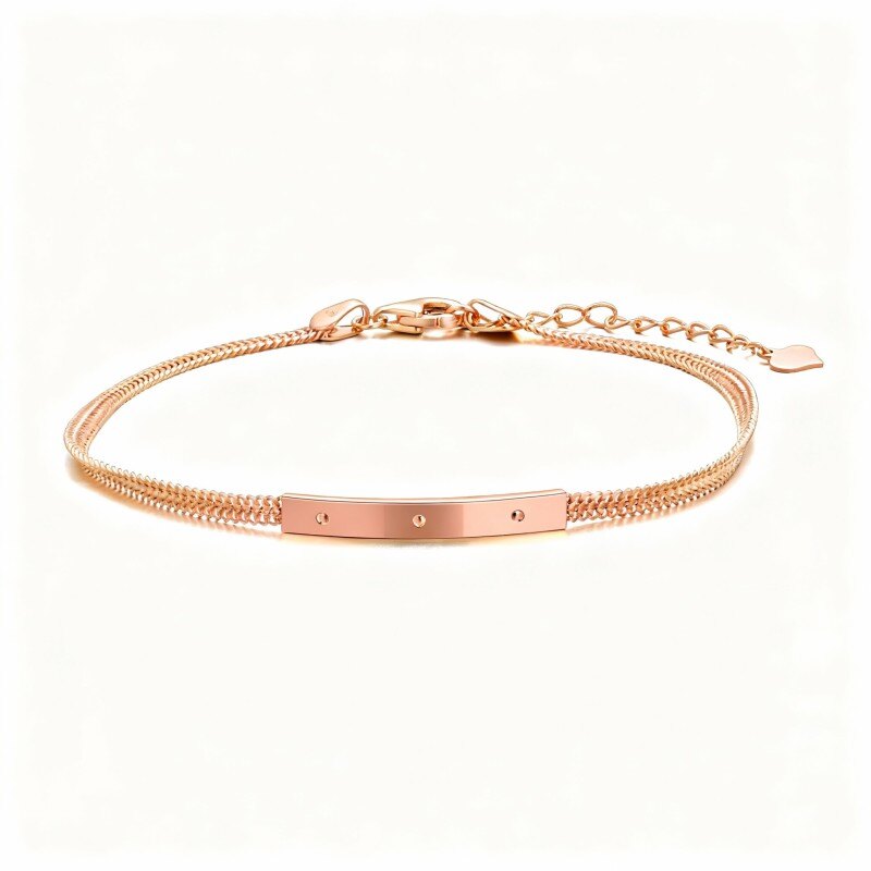 Pulsera de identificación con barra de oro rosa de 18 quilates-1