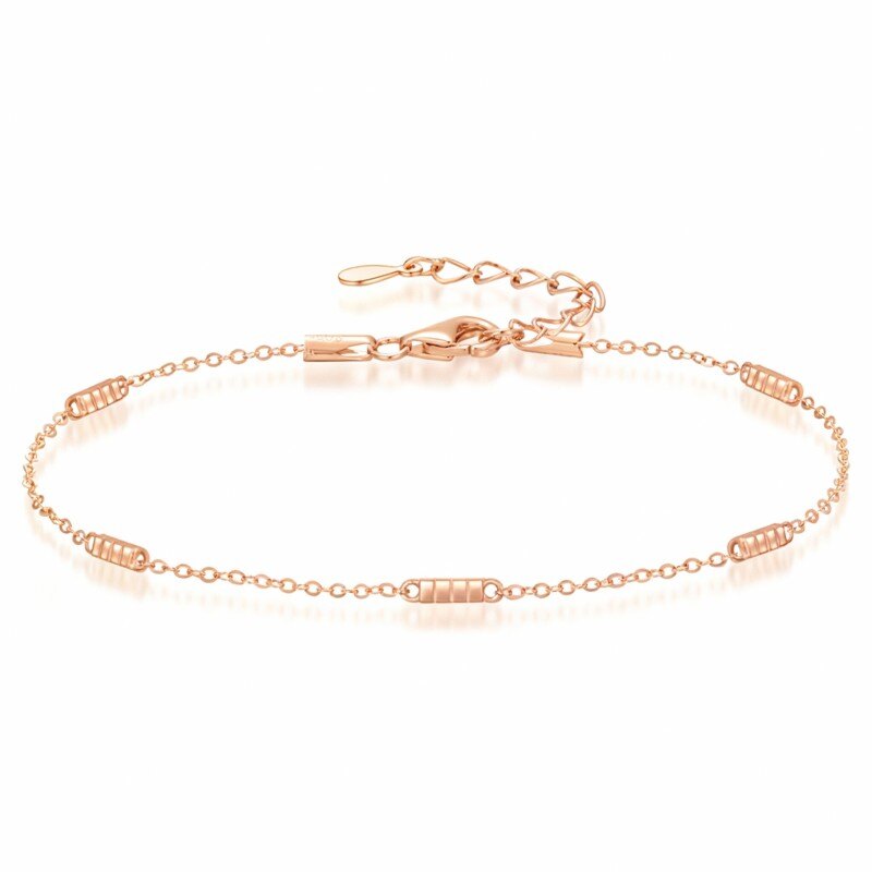 Bransoletka z 14-karatowego różowego złota z zawieszkami w kształcie sztabki i kwadratu-1