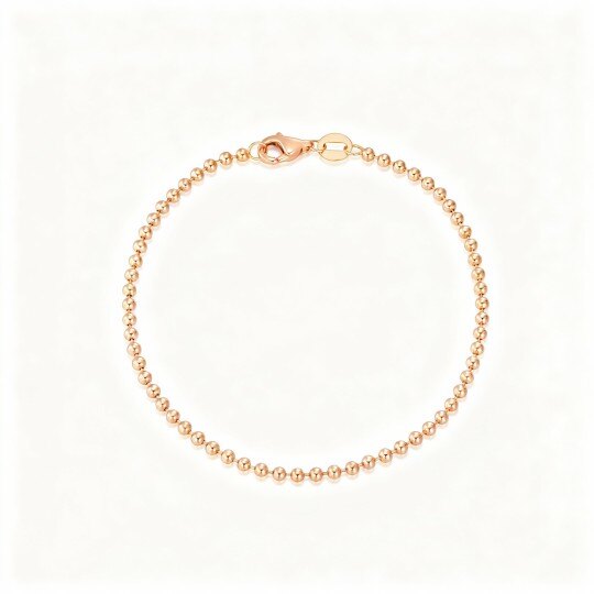 10K Rose Gold Bead Chain Bracelet