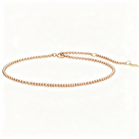 10K Rose Gold Bead Bead Chain Bracelet