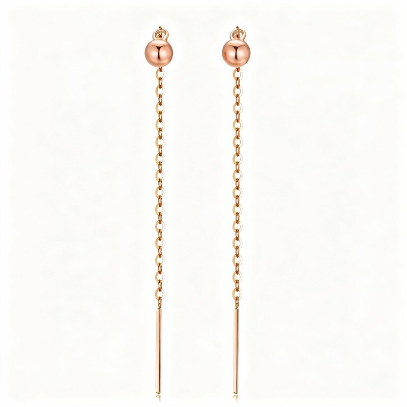 18K Rose Gold Bead Drop Earrings-1