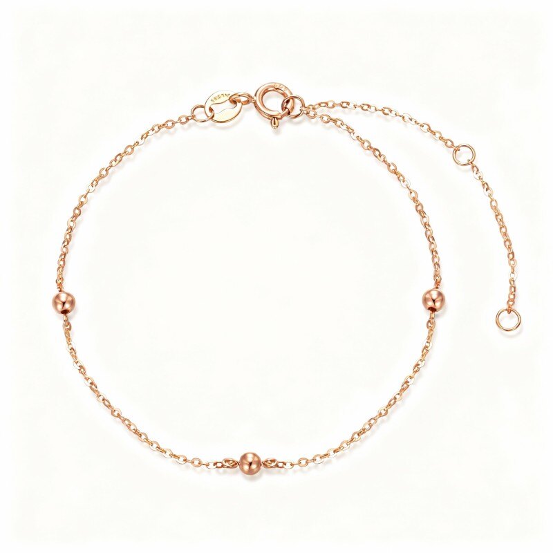 Pulsera de cuentas de metal con cuentas de oro rosa de 10 quilates-1