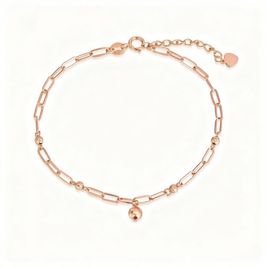 10K Rose Gold Bead Paperclip Bracelet