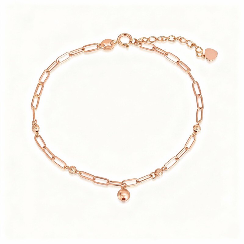 Pulsera de clip con cuentas de oro rosa de 14 quilates-1