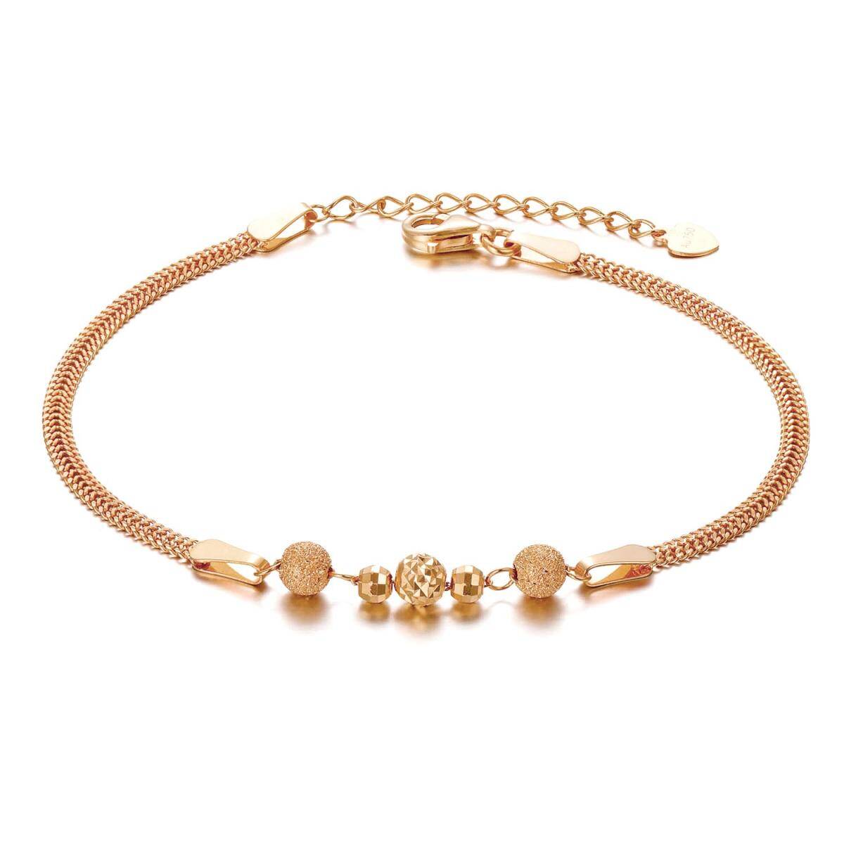 10K Rose Gold Bead Charm Bracelet-1