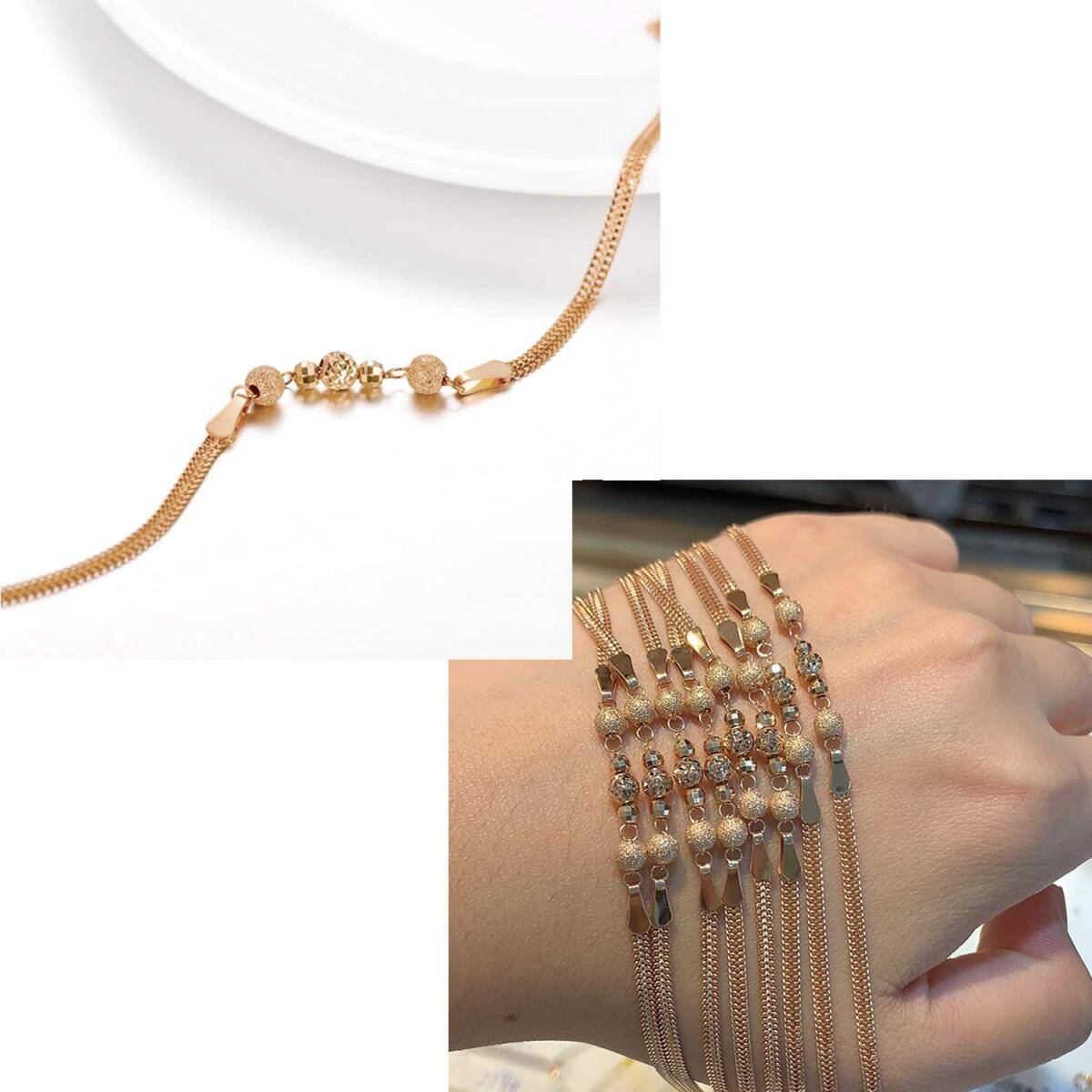 10K Rose Gold Bead Charm Bracelet-3