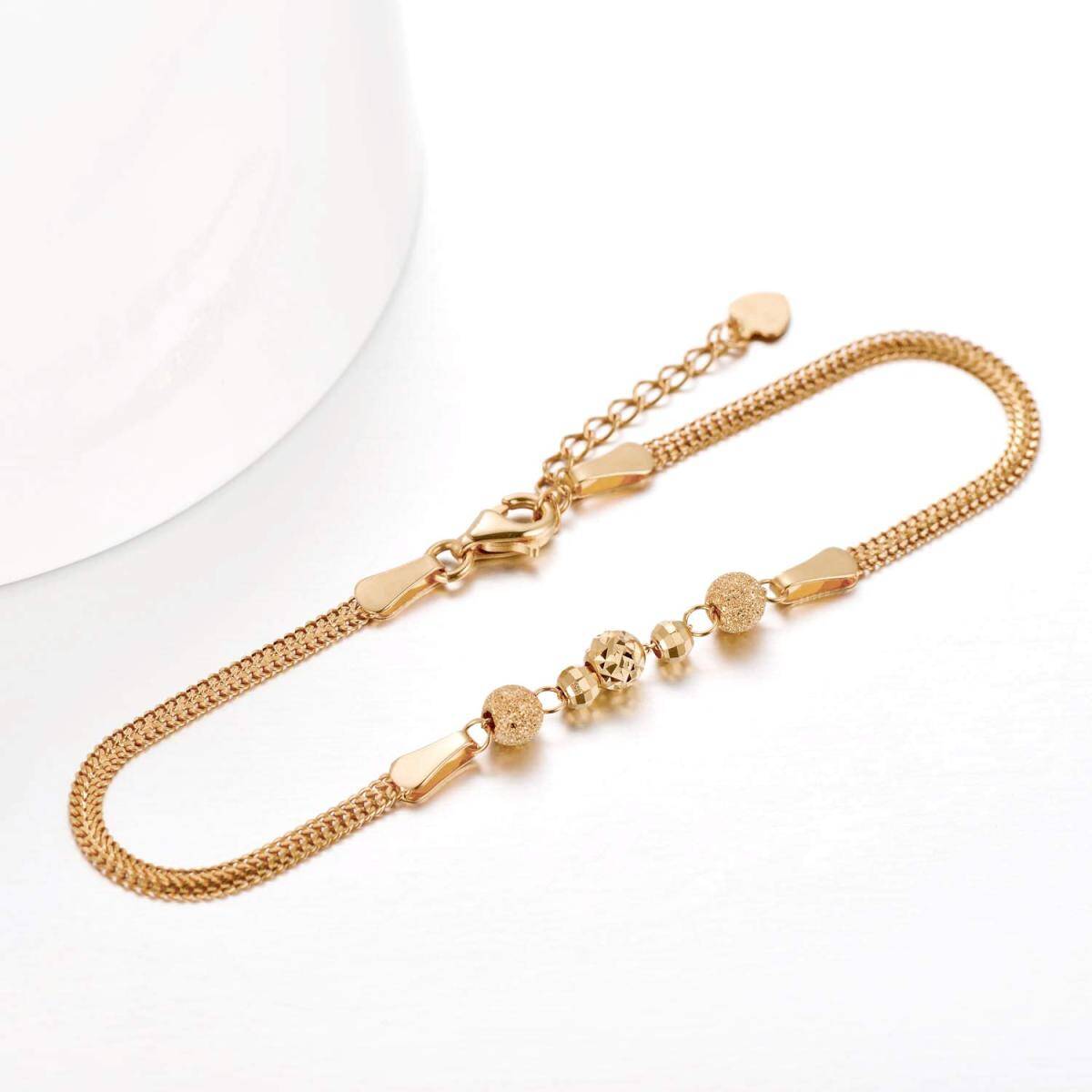 10K Rose Gold Bead Charm Bracelet-6