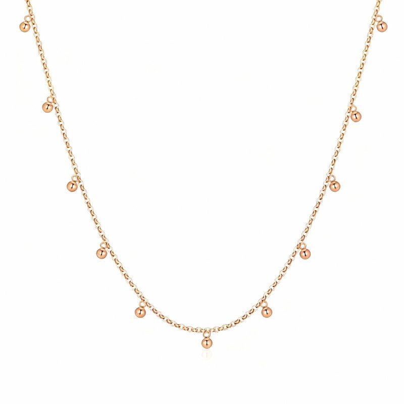 10K Rose Gold Bead Pendant Necklace-14