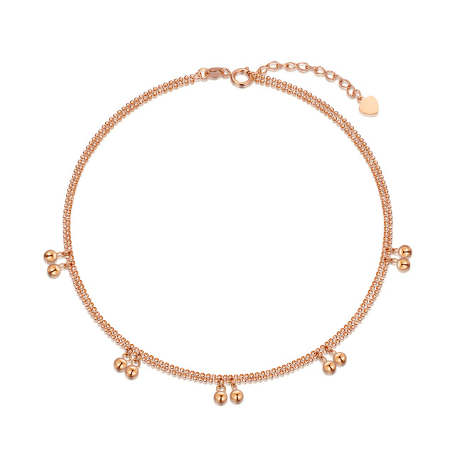 18K Rose Gold Bead Single Layer Anklet-1