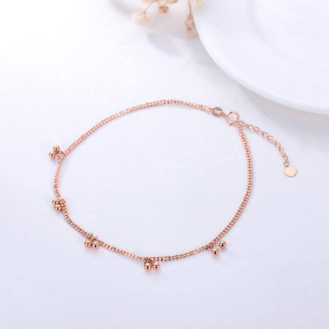 18K Rose Gold Bead Single Layer Anklet-3