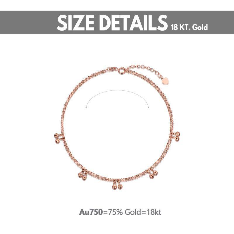 18K Rose Gold Bead Single Layer Anklet-5