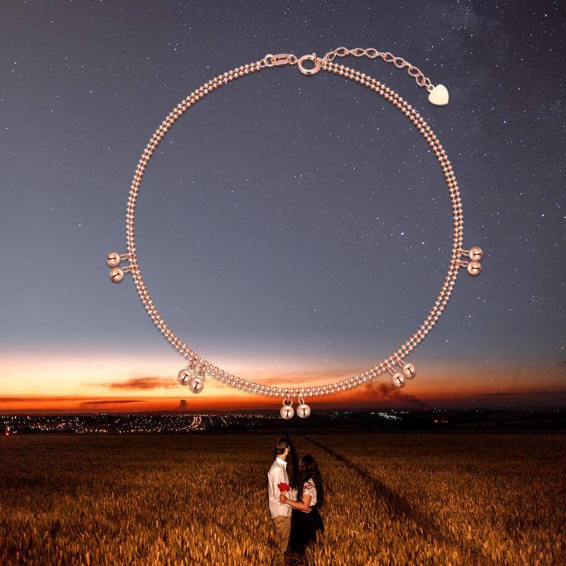 10K Rose Gold Bead Single Layer Anklet-6