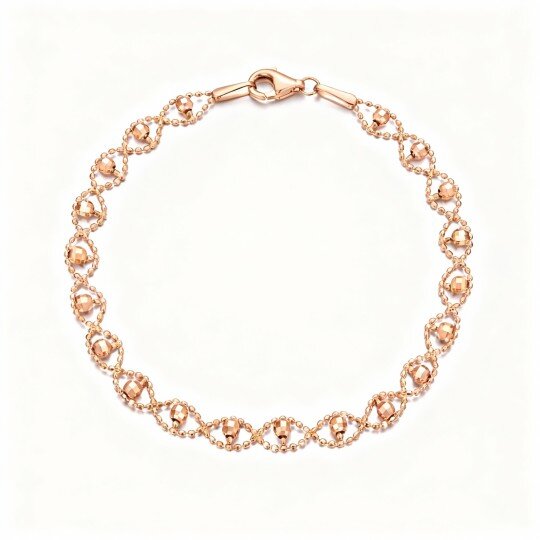 10K Rose Gold Bead Station Chain Bracelet