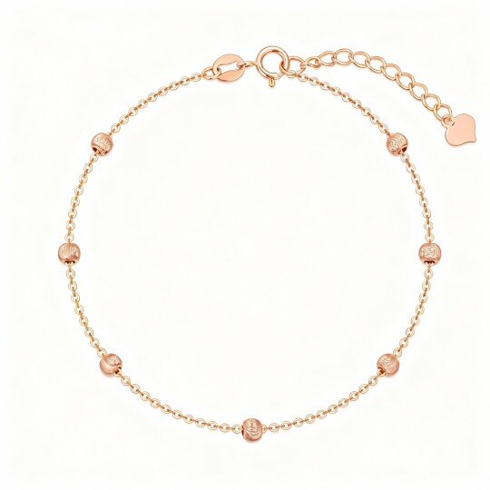 10K Rose Gold Bead Station Chain Bracelet