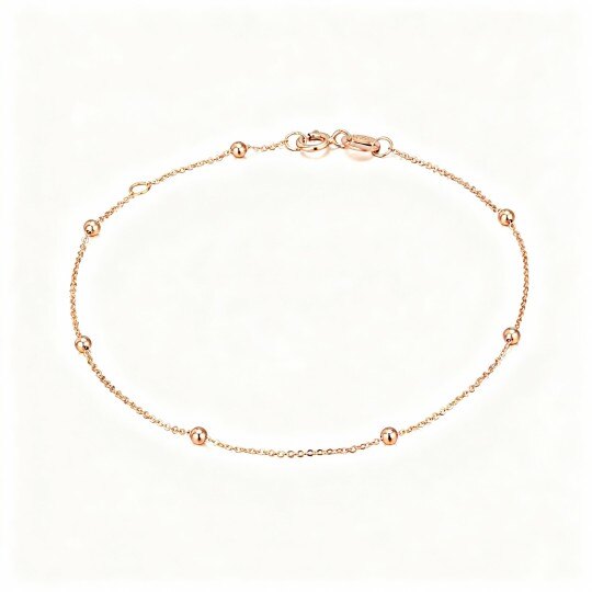 10K Rose Gold Bead Station Chain Bracelet