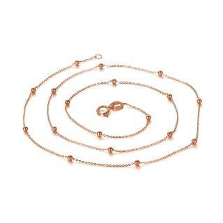 10K Rose Gold Bead Station chain Necklace-1
