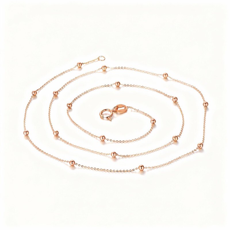 18K Rose Gold Bead Station Necklace-1