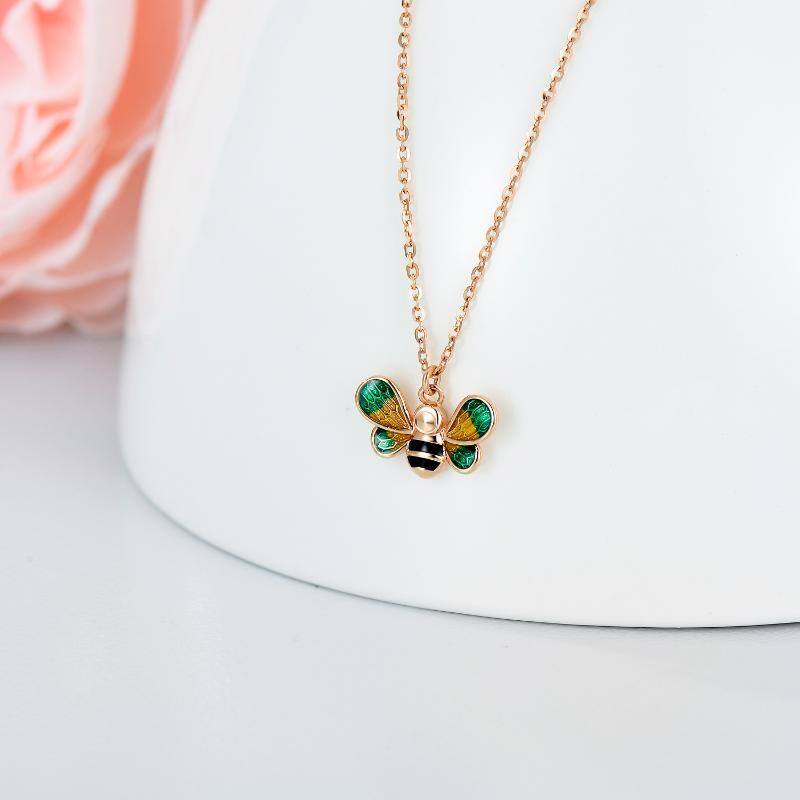Collar Colgante Abejas Oro Rosa 10K-3