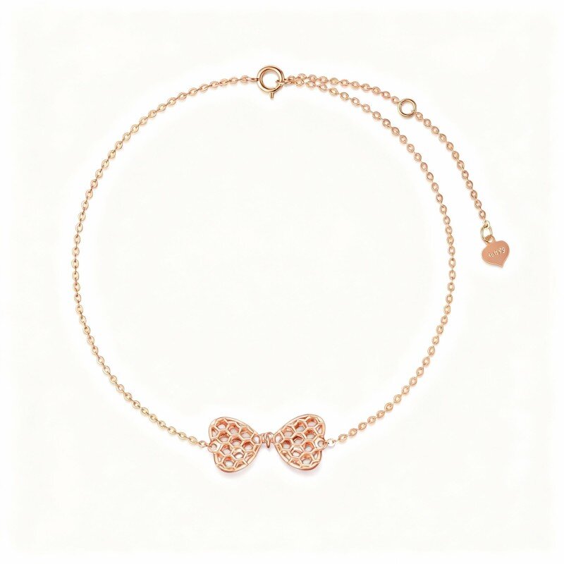 Pulsera con dije de lazo de oro rosa de 18 quilates-1