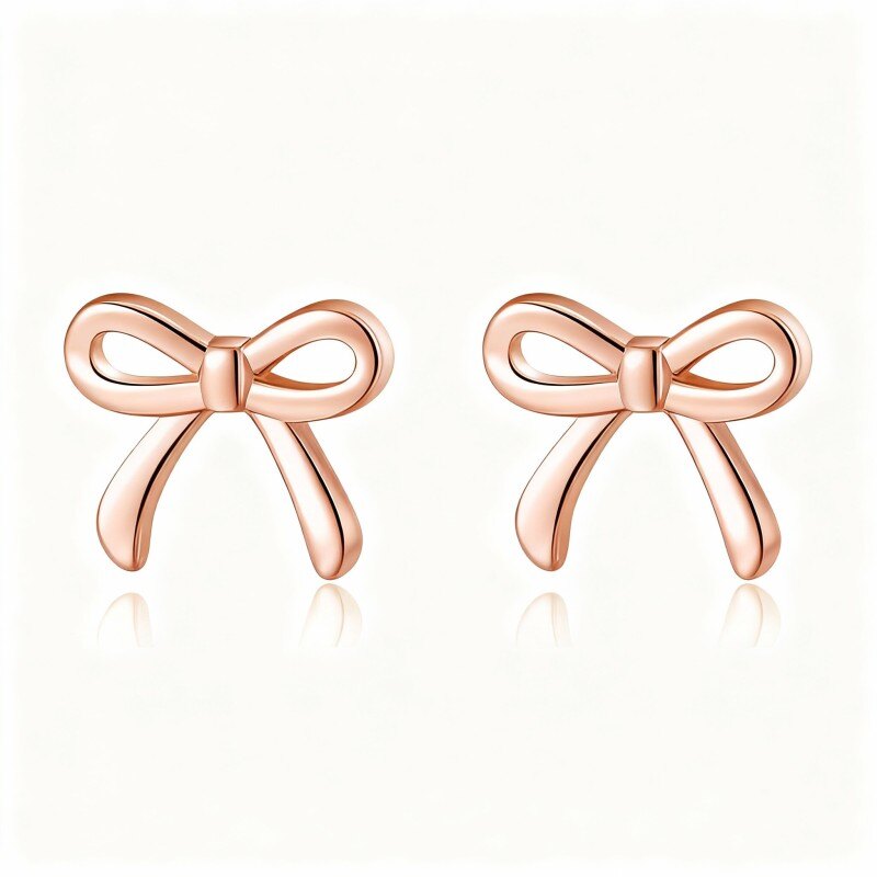 Kolczyki z kokardką z 10-karatowego różowego złota-1