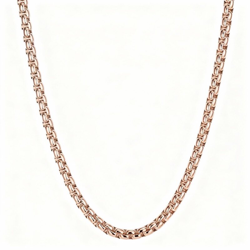 18K Rose Gold Box Chain Necklace for Men-1