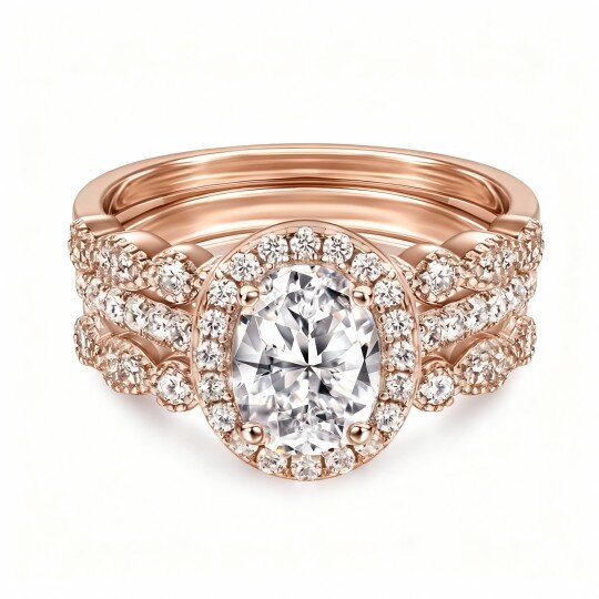 Komplet ślubny z 10-karatowego różowego złota