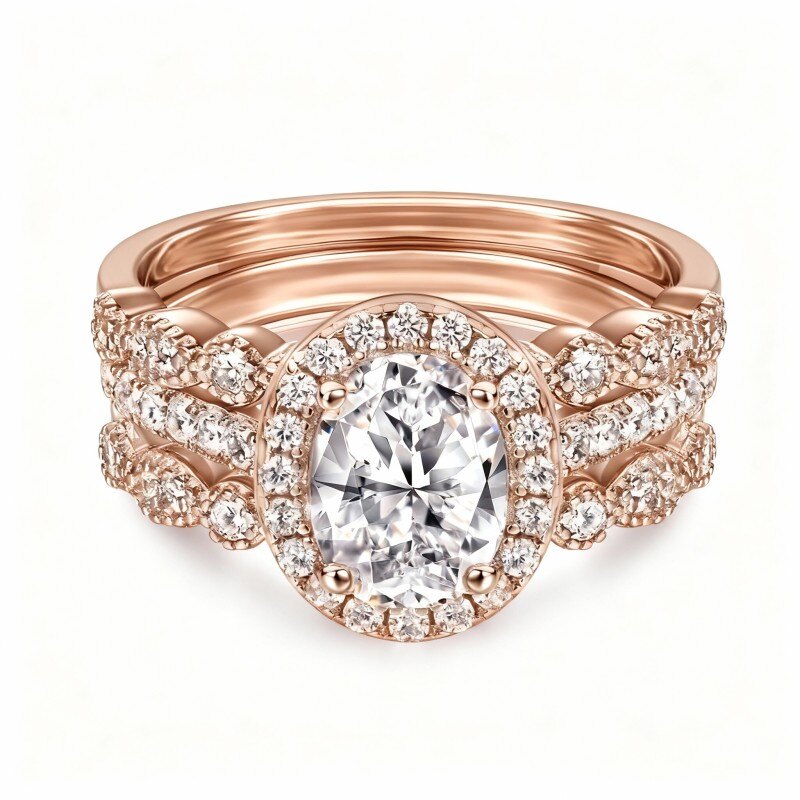 Komplet ślubny z 10-karatowego różowego złota-1