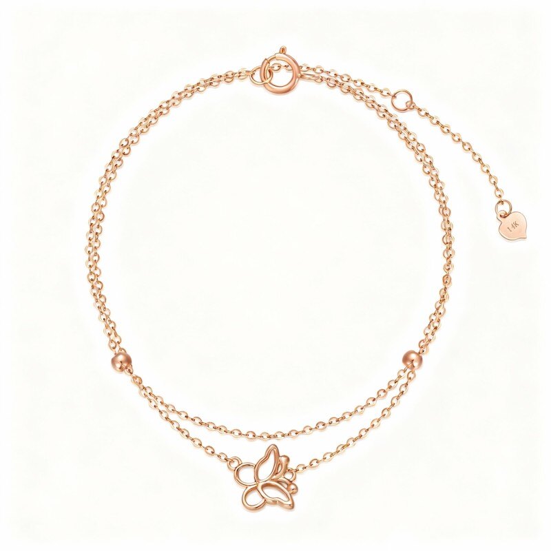 Schmetterlings-Charm-Armband aus 10-karätigem Roségold-1