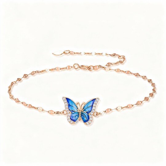 10K Rose Gold Butterfly Charm Bracelet