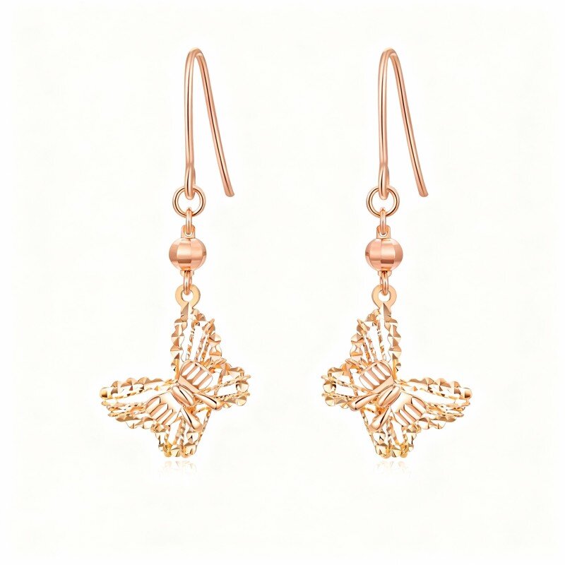 Kolczyki z motylem z 18-karatowego różowego złota-1