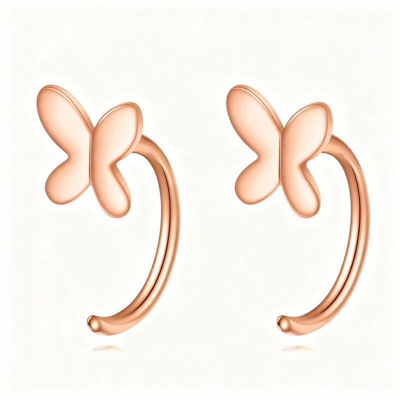 Kolczyki-koła z motylem z 18-karatowego różowego złota-1