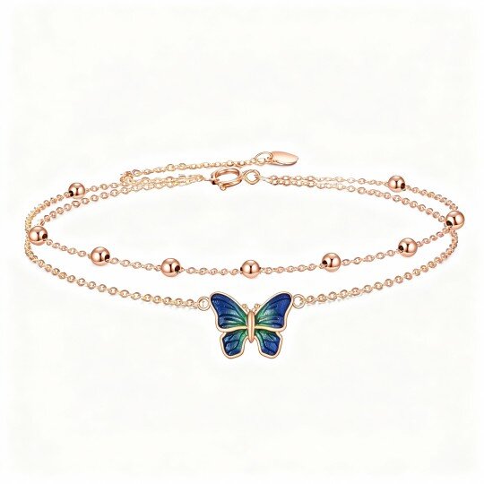 10K Rose Gold Butterfly Layerered Bracelet