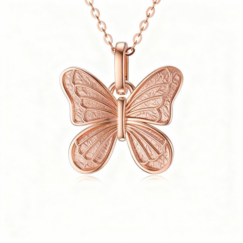 Collana con ciondolo a farfalla in oro rosa 9K-1