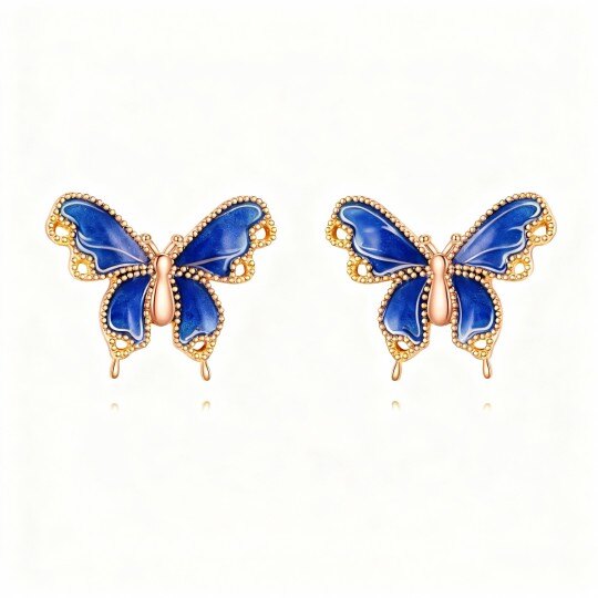 Pendientes de mariposa de oro rosa de 10 quilates