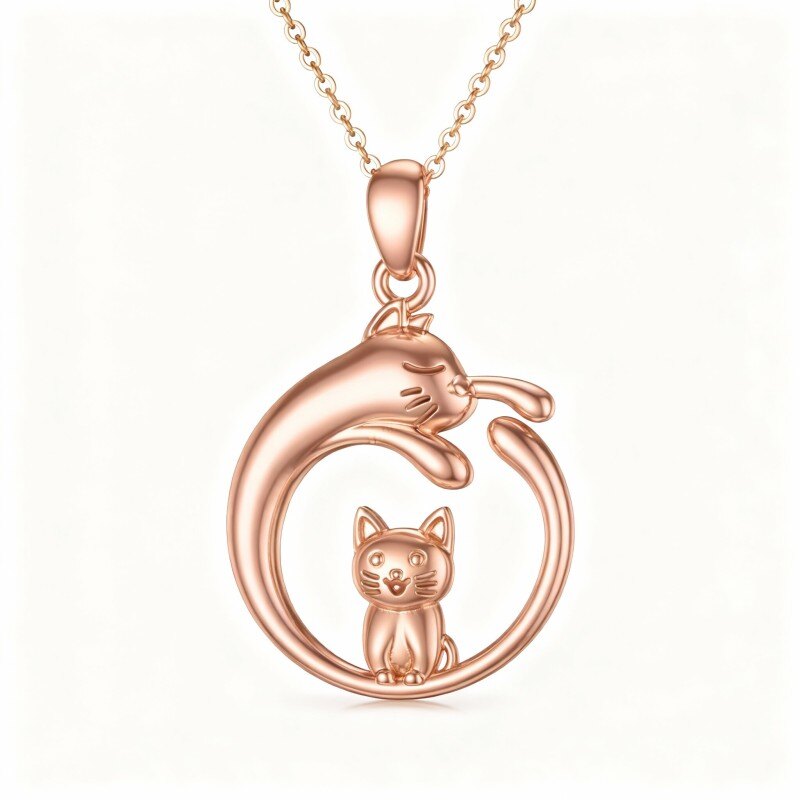 18K Rose Gold Cat Pendant Necklace-1
