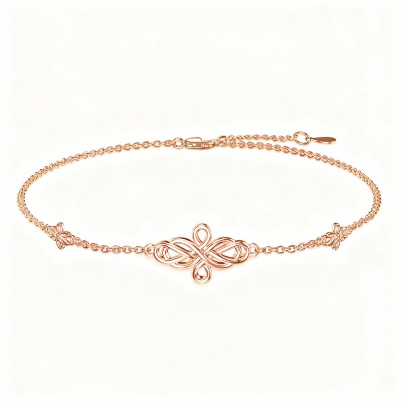 Pulsera con dije de nudo celta en oro rosa de 18 quilates-1