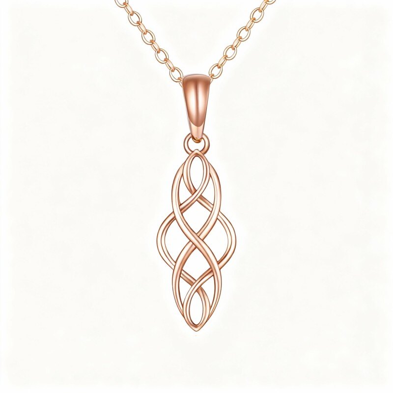 قلادة من الذهب الوردي عيار 14 قيراطًا مزينة بعقدة سلتيك-1