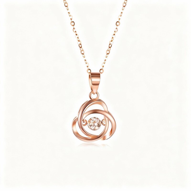 18K Rose Gold Celtic Knot Pendant Necklace-1