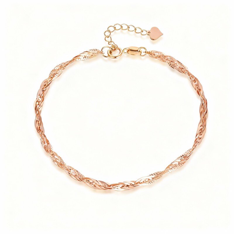 10K Rose Gold Chain Bracelet-1