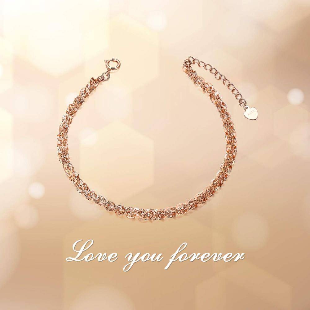 10K Rose Gold Chain Bracelet-3