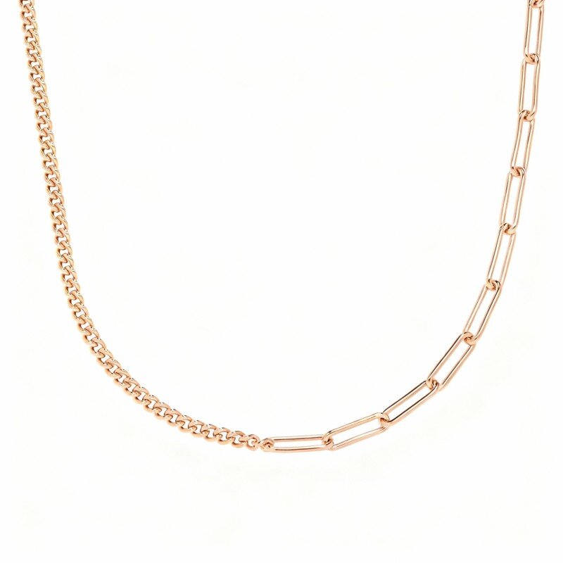 Collar de cadena de oro rosa de 10 quilates-1