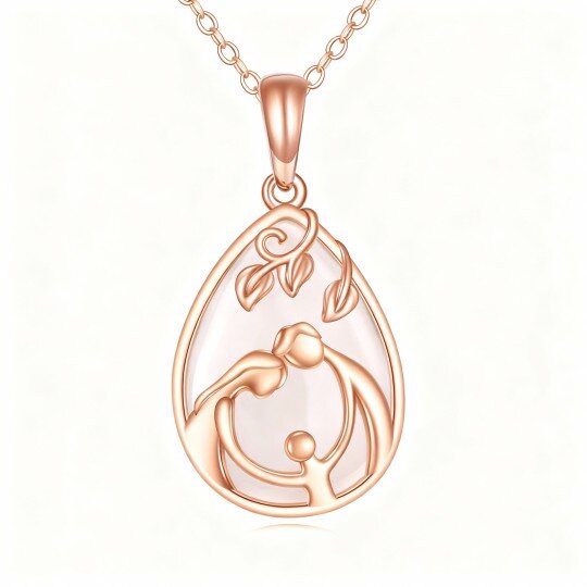 10K Rose Gold Chalcedony Parents & Children Pendant Necklace