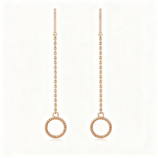 Kolczyki z zawieszkami w kształcie kółek z 10-karatowego różowego złota