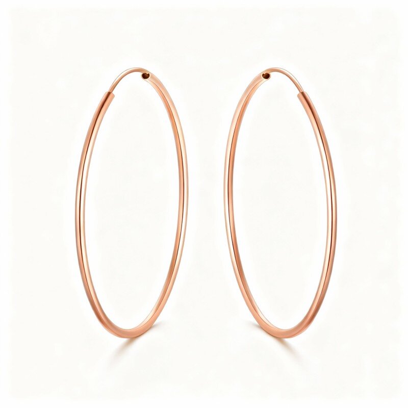 أقراط دائرية من الذهب الوردي عيار 10 قيراط-1