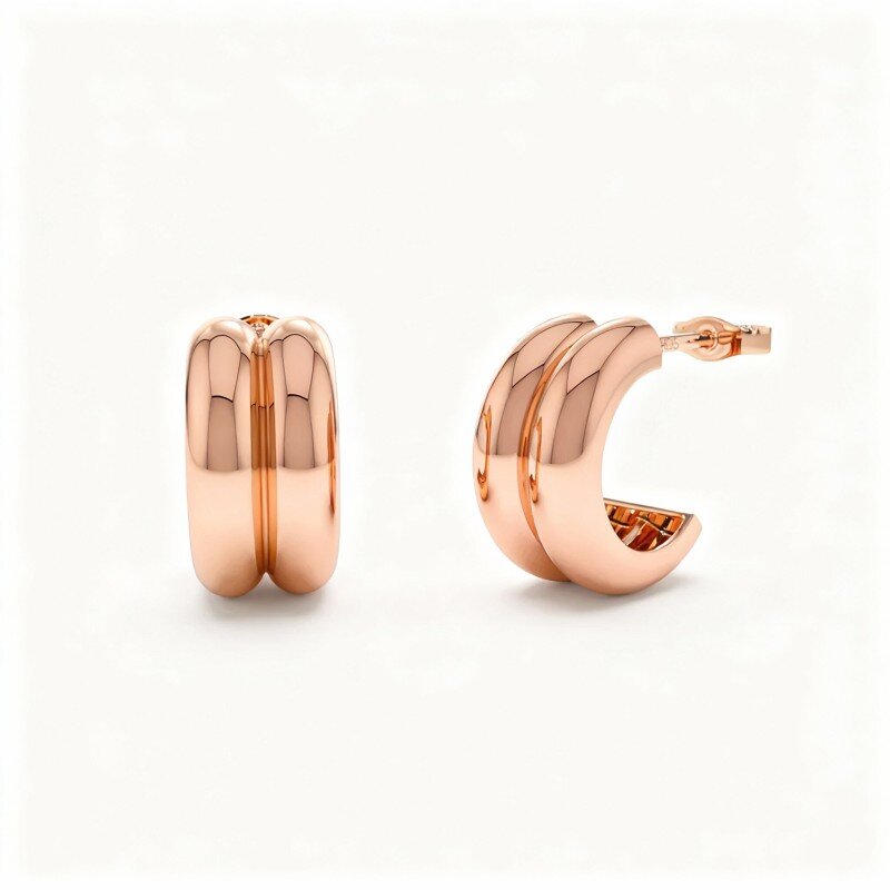 14K Rose Gold Circle Hoop Earrings-1