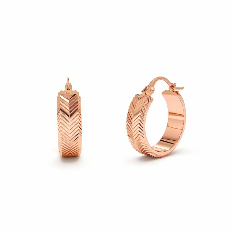 Brincos de argola circulares em ouro rosa 14K-1