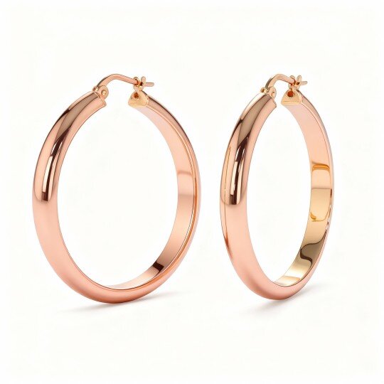 10K Rose Gold Circle Hoop Earrings