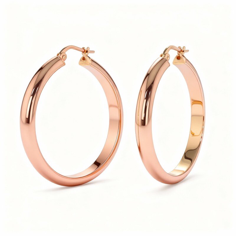 10K Rose Gold Circle Hoop Earrings-1